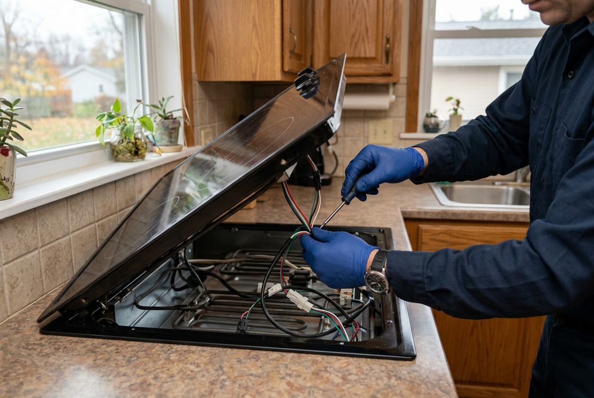 Cooktop Repair technician at work