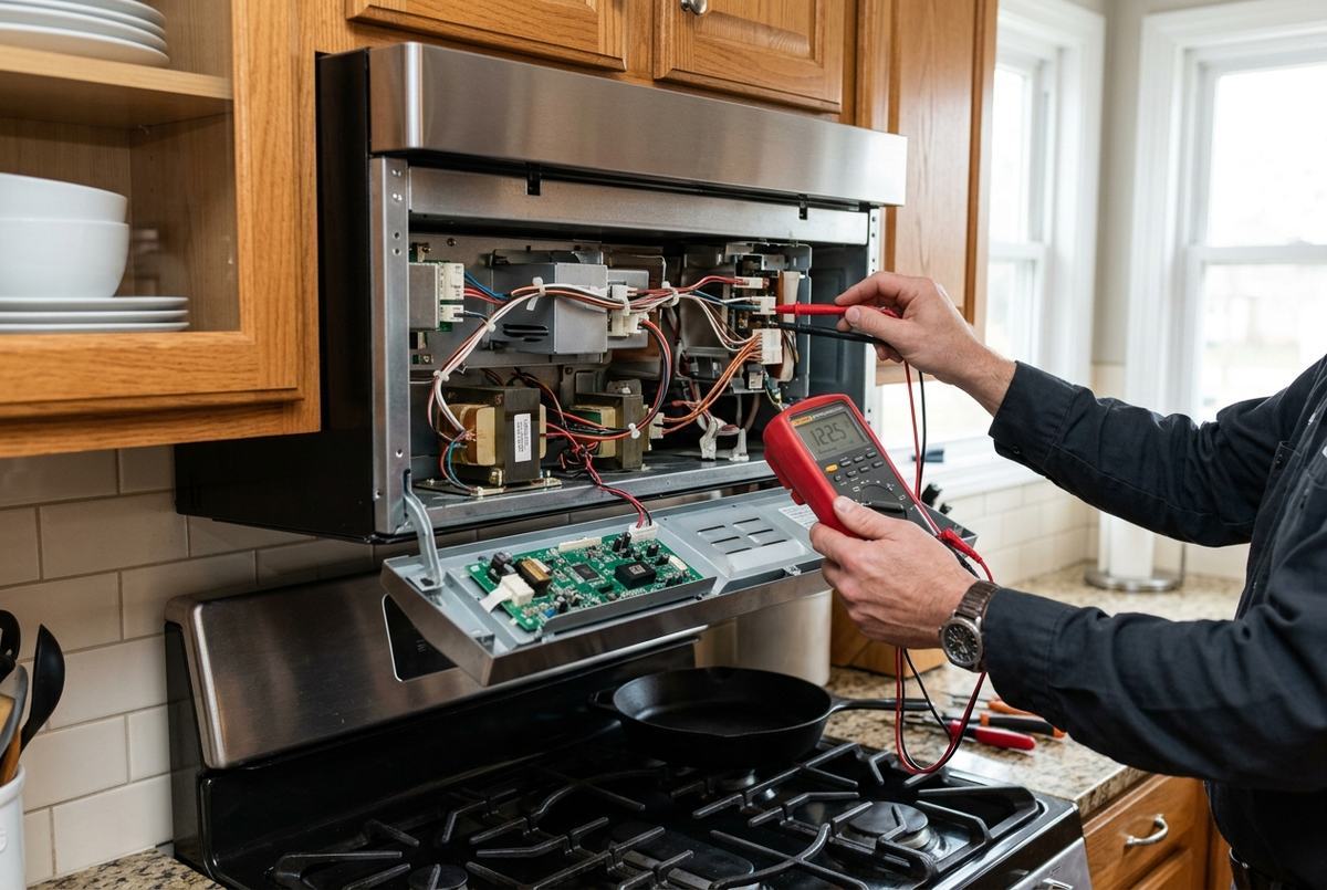 Microwave Repair technician at work